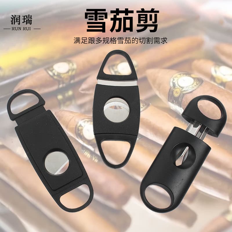 Stainless Steel Cigar Cutter Scissors Cigar Accessories Cigar Scissors Wholesale Plastic Cigar Cutter