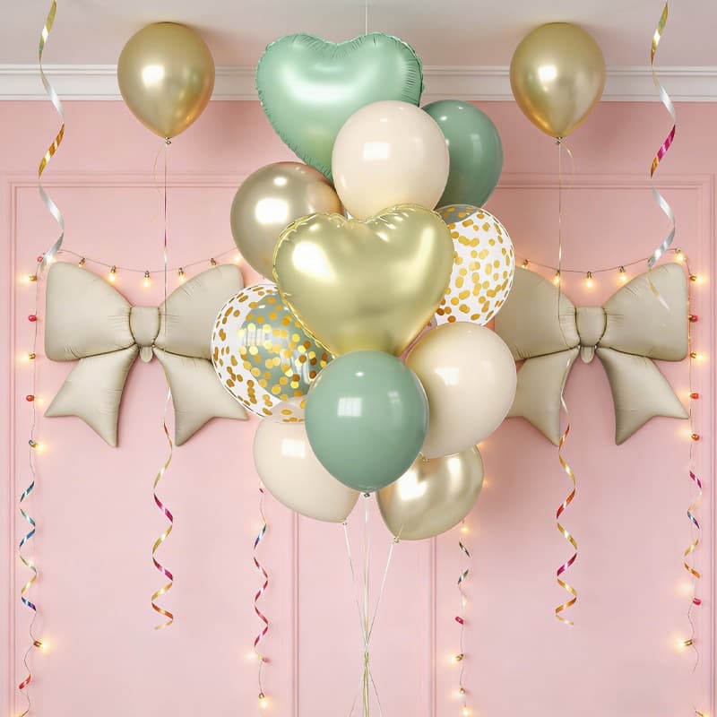 Large Matte Bow and Heart Balloon Set for Birthday Party Decoration Cross-Border Birthday Balloons
