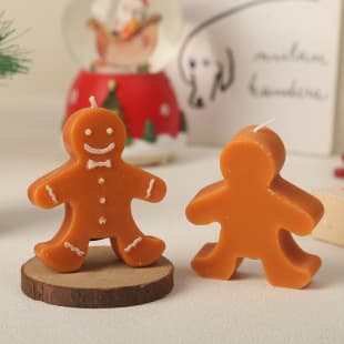 Custom Christmas Gift Gingerbread Man Scented Candle Wholesale Souvenir Fragrance Candle Cross-Border Christmas Shape Wax