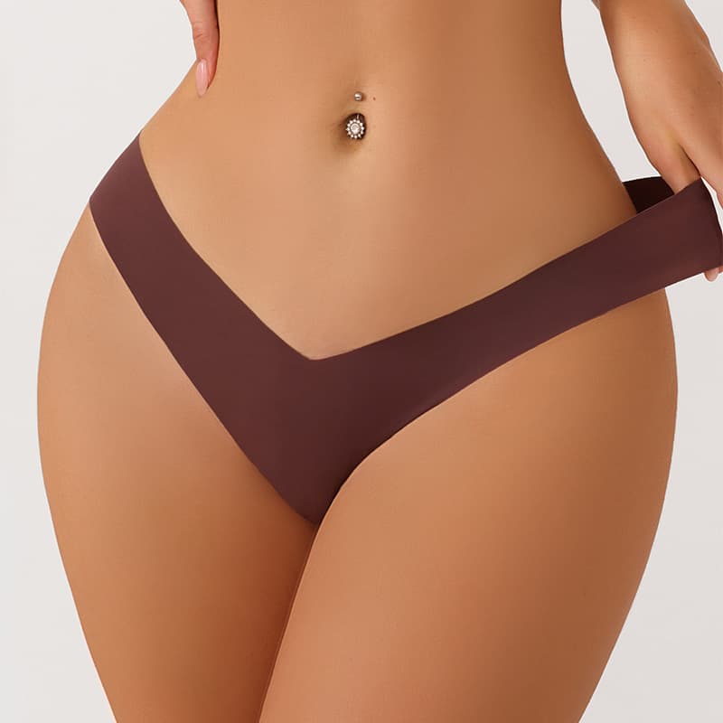 Export V-Waist Low-Rise Thong Seamless Underwear One-Piece Stock Adhesive Women's Antibacterial Panties Factory