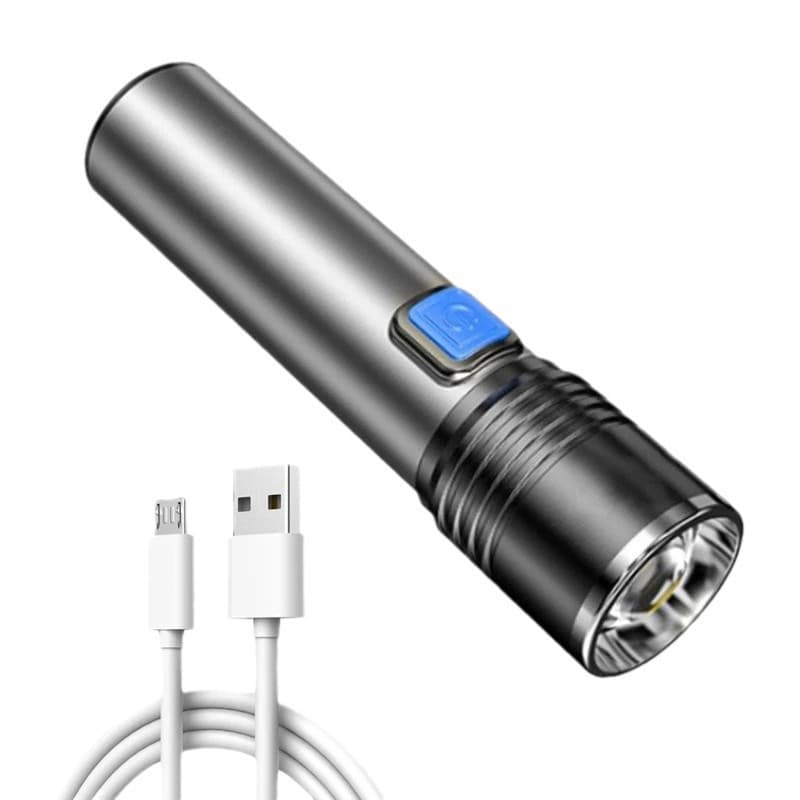 High-Luminosity Flashlight USB Charging Aluminum Alloy LED Mini Telescopic Zoom UV Money Verification Cat Ringworm Fluorescence Detection