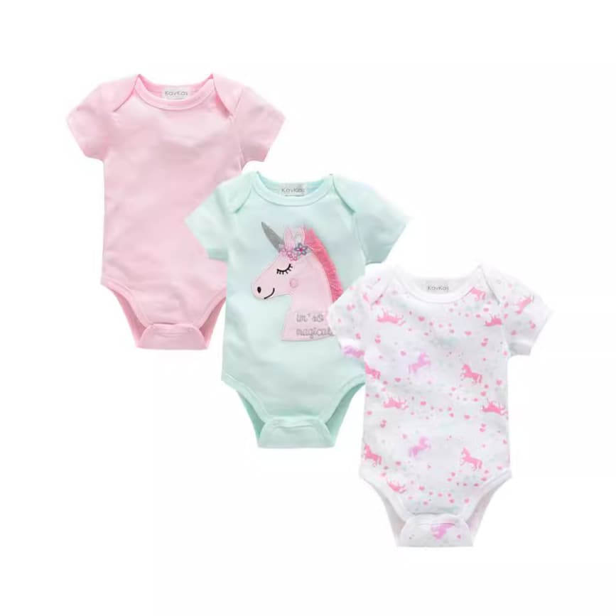 Baby Girl Summer Outfit Set Newborn Romper Three Piece Set Korean Style Cotton Clothes Short Sleeve Dark Button Closure