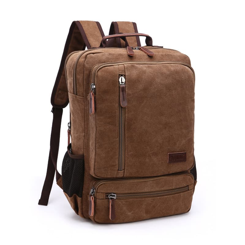 Canvas Backpack Men's Double Shoulder Laptop Backpack Thickened Wear-resistant Outdoor Backpack Large Capacity Hiking Bag Travel Bag