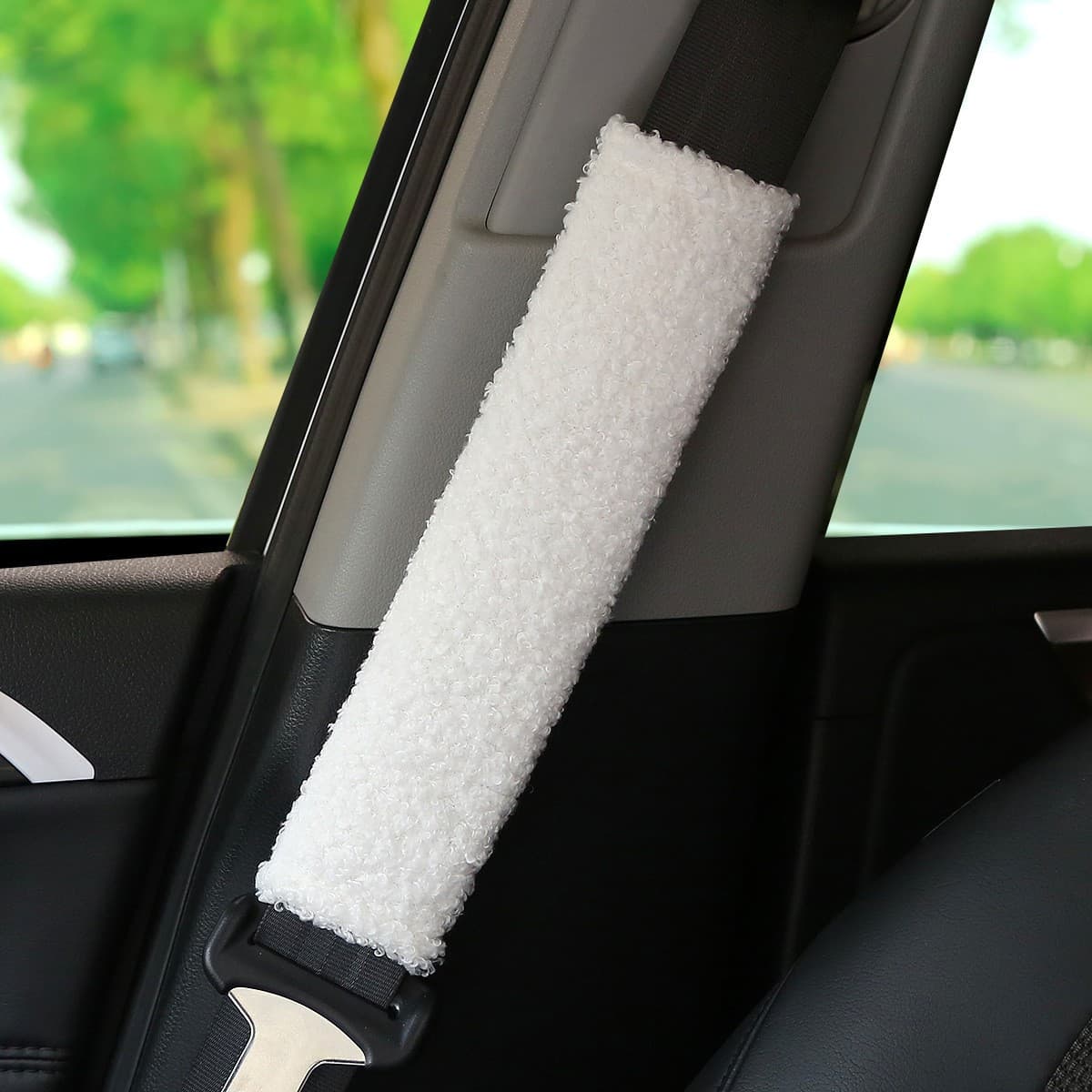 Car Seat Belt Shoulder Cover Decorative Plush Leather Car Protective Cover Safety Belt Interior Accessories Supplies Collection Practical