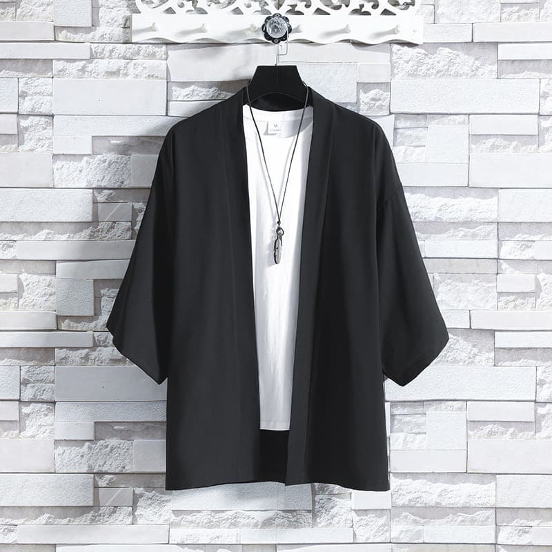 Chinese Style Improved Hanfu Men's Ice Silk Cape Sun Protection Robe Summer Japanese Style Large Size Loose Kimono Cardigan Jacket