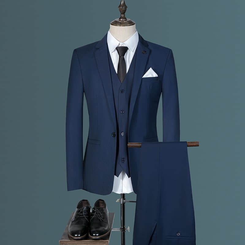 Men's Three-Piece Suit, Korean Slim Fit, Professional Formal Wear, Groom Wedding Suit Set