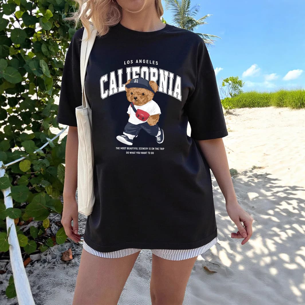 2025 New Women's Summer Round Neck Loose Comfortable Casual T-Shirt with Letter Print Pattern Oversized T-Shirt