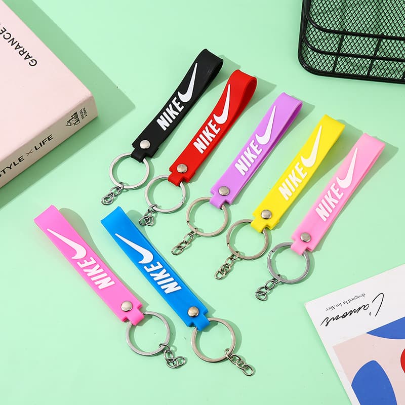Soft PVC Cartoon Nike 3D Logo Keychain Simulation Trendy Shoe Keychain Leather Strap Couple Bag Charm Accessory