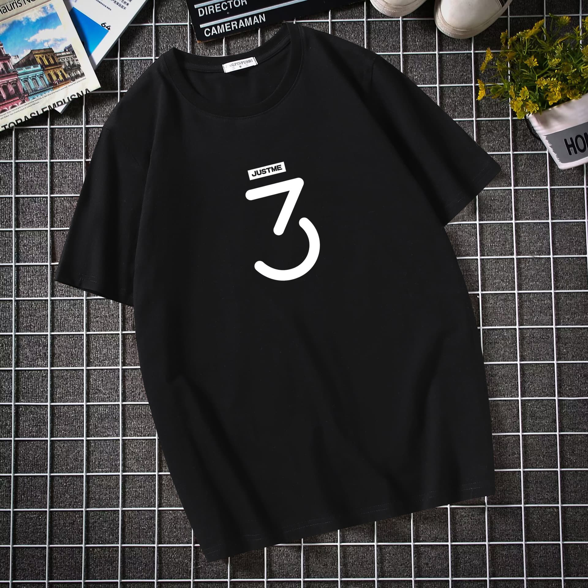 Men's Short Sleeve T-Shirt Korean Style Trendy Student Round Neck Loose Half Sleeve Top Plus Size Oversized