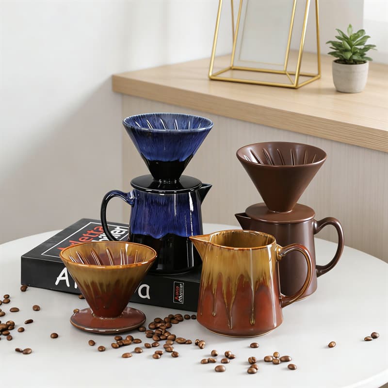 Ceramic Coffee Pot Cross-Border Source Pour-Over Coffee Pot Set V60 Drip Coffee Filter Cone Filter Sharing Carafe