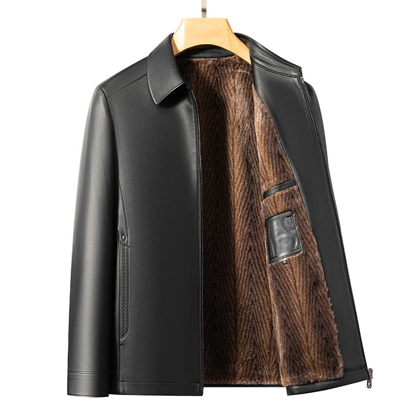 Inoboni | Winter Men's Leather Jacket with Golden Mink Plush Lining, Factory Direct Sales, One-Piece Drop Shipping 2580