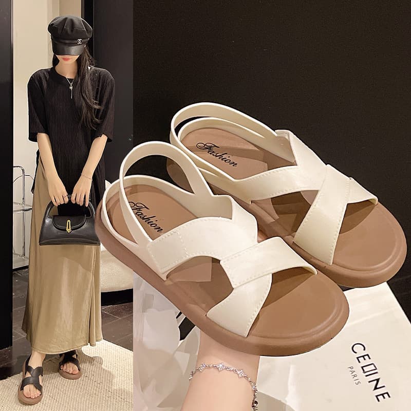 Thick Sole Platform Beach Sandals for Women Summer 2026 New Non-Slip Roman Sandals for Dresses Casual Slip-On