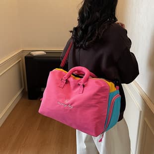 Simple and Stylish Multi-Color Short Trip Travel Bag, Portable Handheld, Fits on Luggage Trolley, Carry-On, Gym Bag