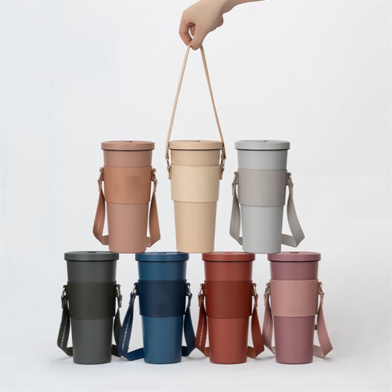 In Stock Large Capacity Insulated Tumbler Cup Sleeve, Handheld Stainless Steel Cup Holder, Leather Drink Cup Sleeve