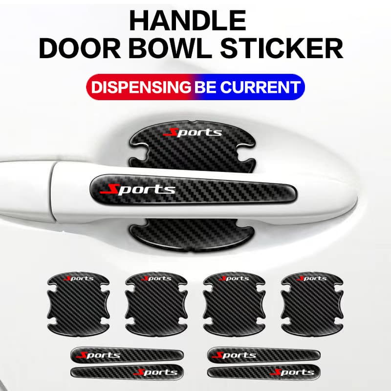 Cross-mirror carbon fiber door handle stickers anti-scratch car door bowl door stickers handle stickers scratch paint protection stickers decoration