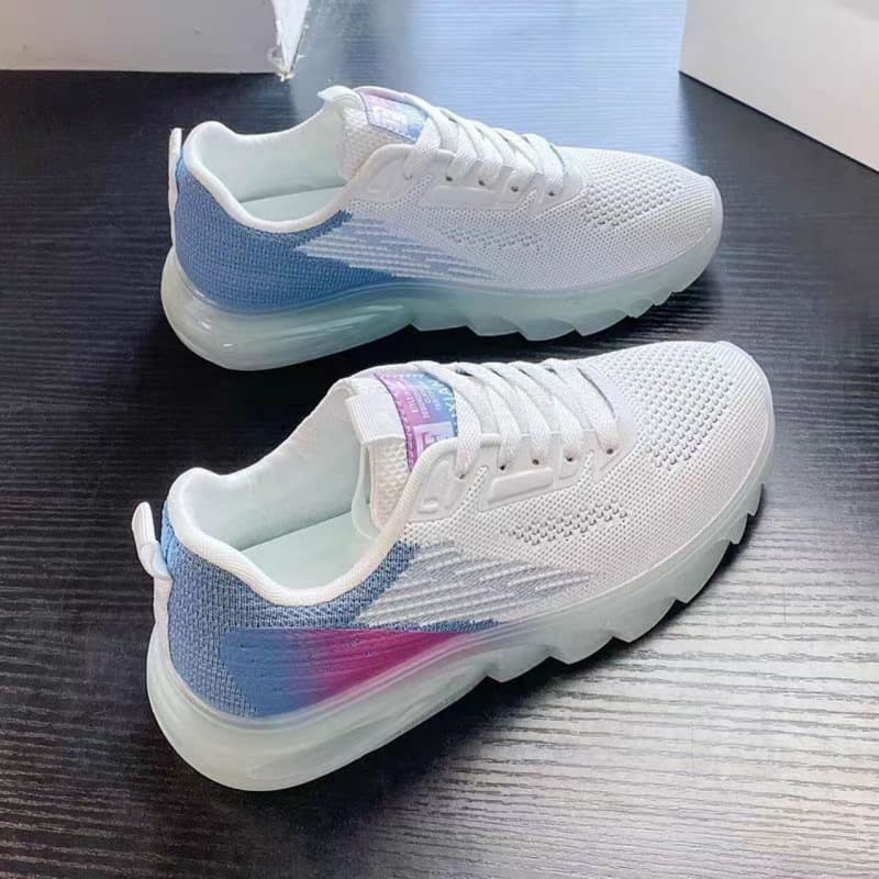 Cross-border Wholesale Spring/Summer New Jelly Sole Flyknit Women's Shoes Mesh Breathable Soft Sole Versatile Fashion Trendy Student Shoes