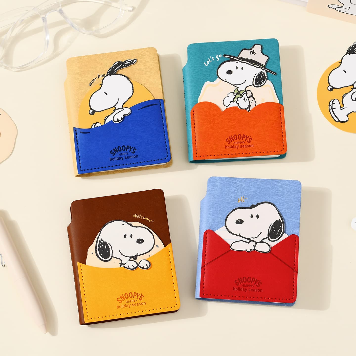 Snoopy Homework Logbook with Pen Holder, Student Copybook, Record Book, Portable Notebook, Color Pages, Small Journal