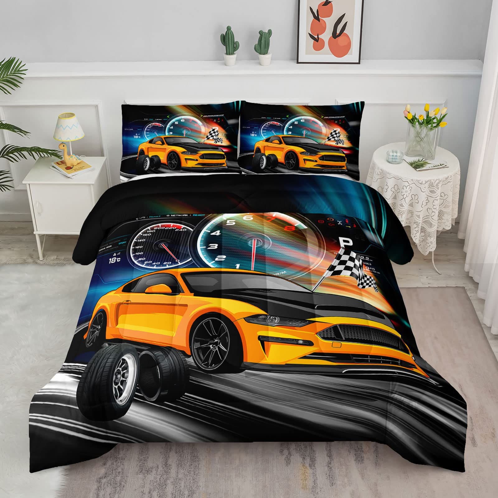 Quilt set racing sports car sports cross-border fat quilt core chemical fiber quilt quilt three-piece quilt set exclusively supplied by the manufacturer