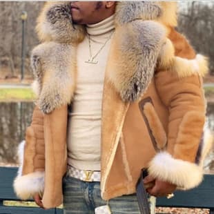 Wish Men's Faux Suede Fur One-piece Big Fur Collar Long Sleeve 2024 New Fur Coat Wholesale