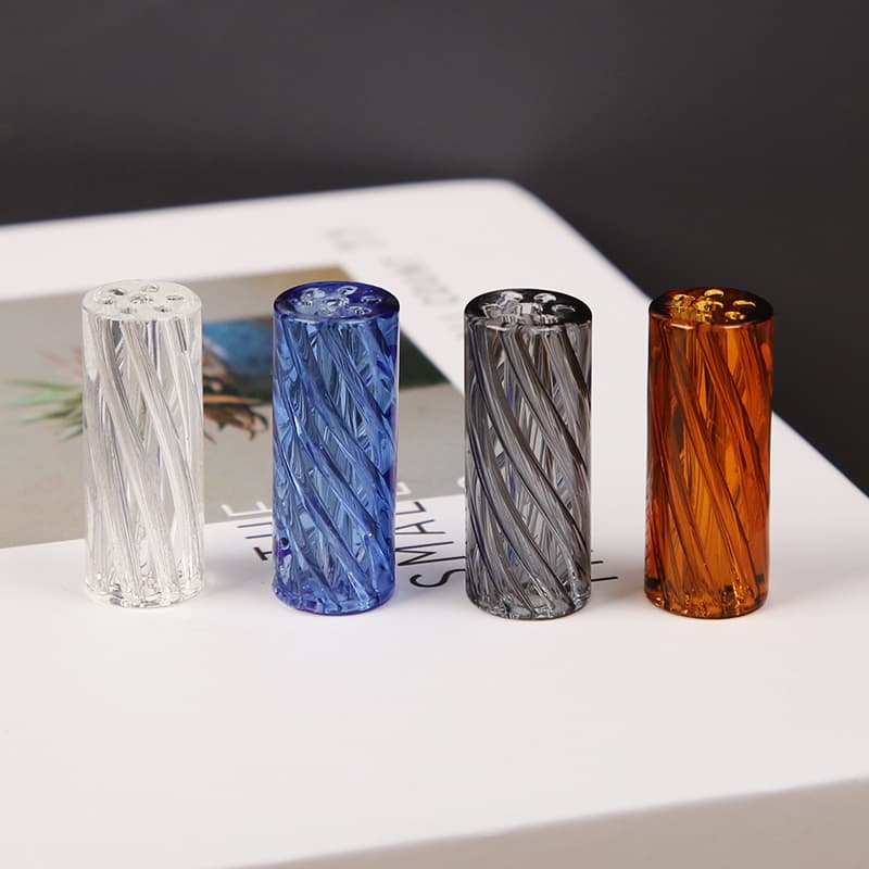 Transparent multi-color 7-hole 9-hole spiral glass cigarette holder twisted glass cigarette holder glass crafts disposable cigarette holder