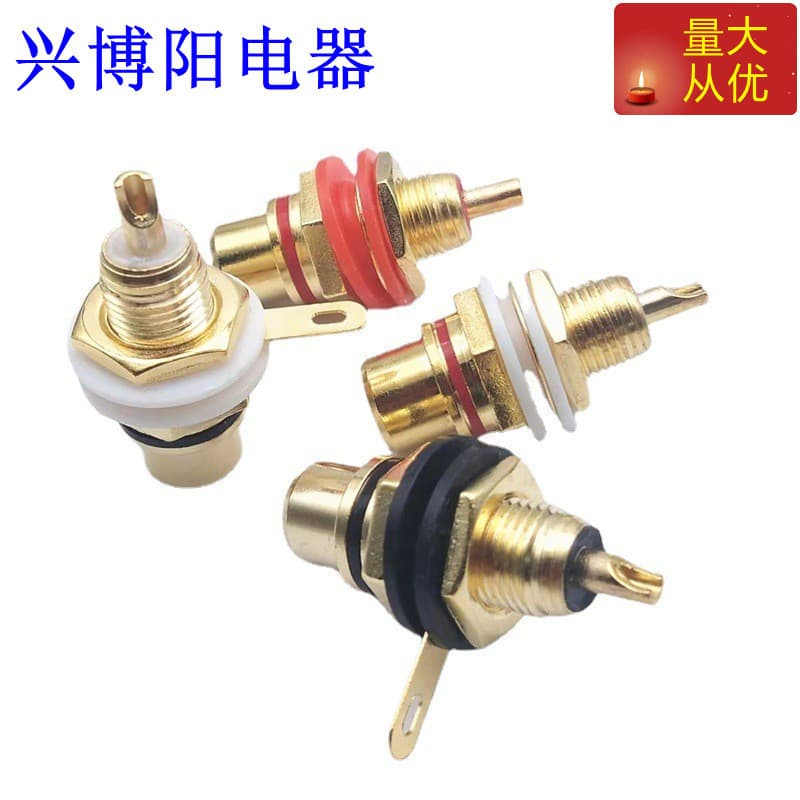 Gold-Plated Zinc Alloy RCA Female AV Audio Socket Amplifier Lotus Female RCA Socket