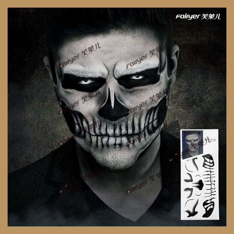 Cross-border Wholesale Halloween Ghost Face Skeleton Face Stickers Party European and American Creative Face Tattoo Stickers Horror Face Rhinestone Stickers