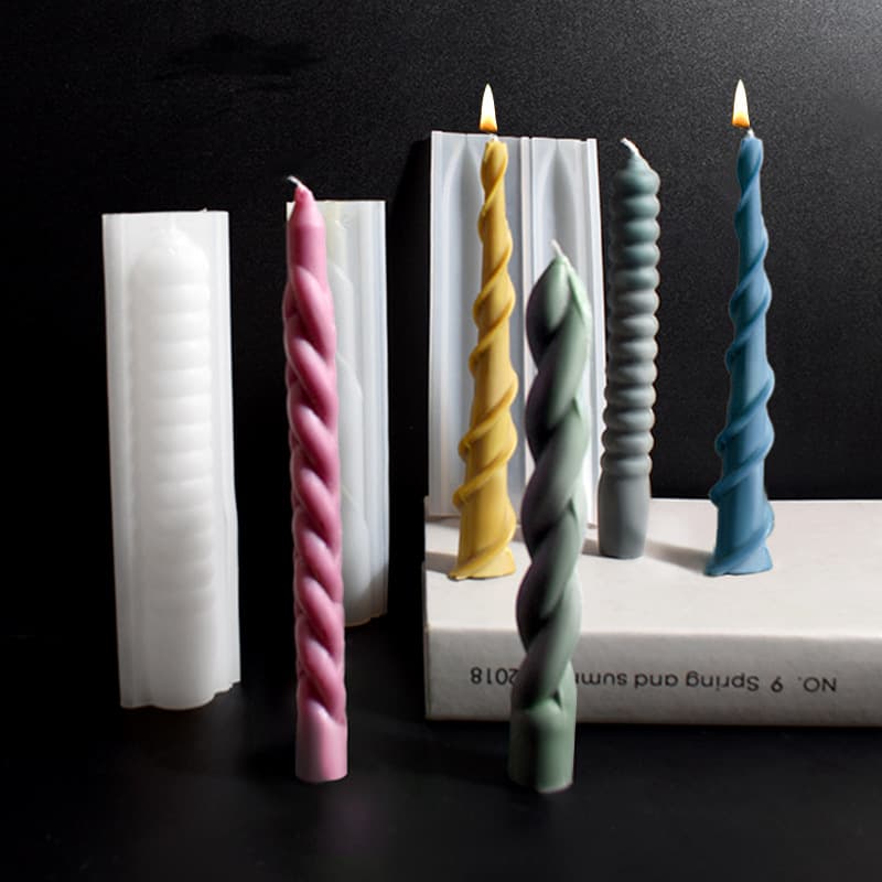 Spiral Long Rod Candle Mold - Long Strip Spiral Candle Twist Rod Striped Spiral Long Rod Irregular Candle Silicone Mold