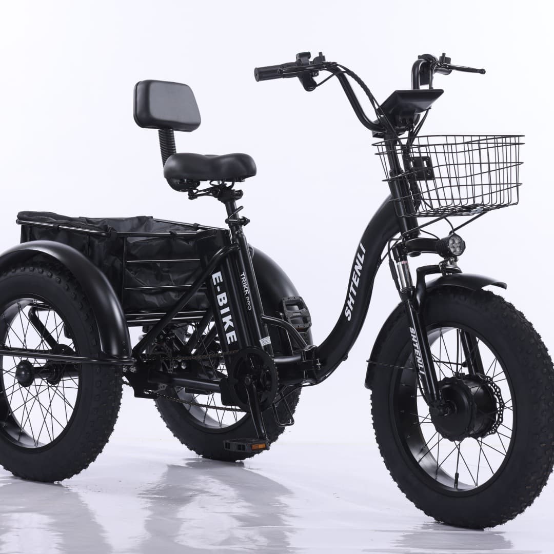 2025 Black Steel Folding Electric Tricycle High Carbon Steel Aluminum Alloy Material Unisex 20-inch Fat Tire