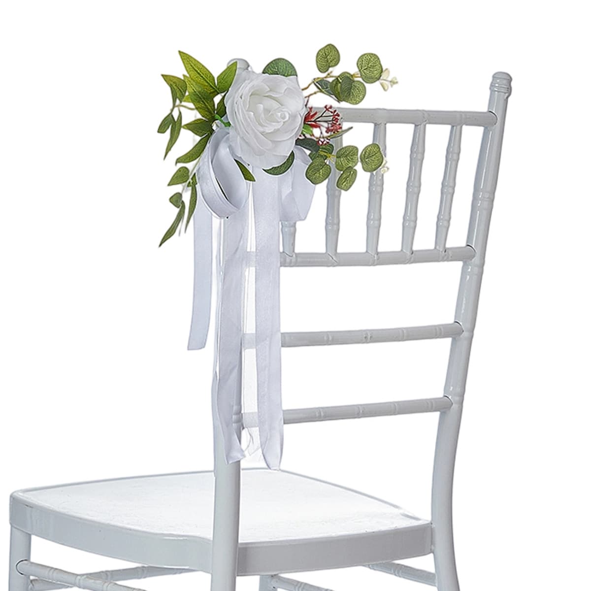 Cross-border Hot Selling Forest-style Chair Back Flower Willow Leaf Rose Artificial Flowers Outdoor Wedding Chair Decoration Fake Flowers Wholesale