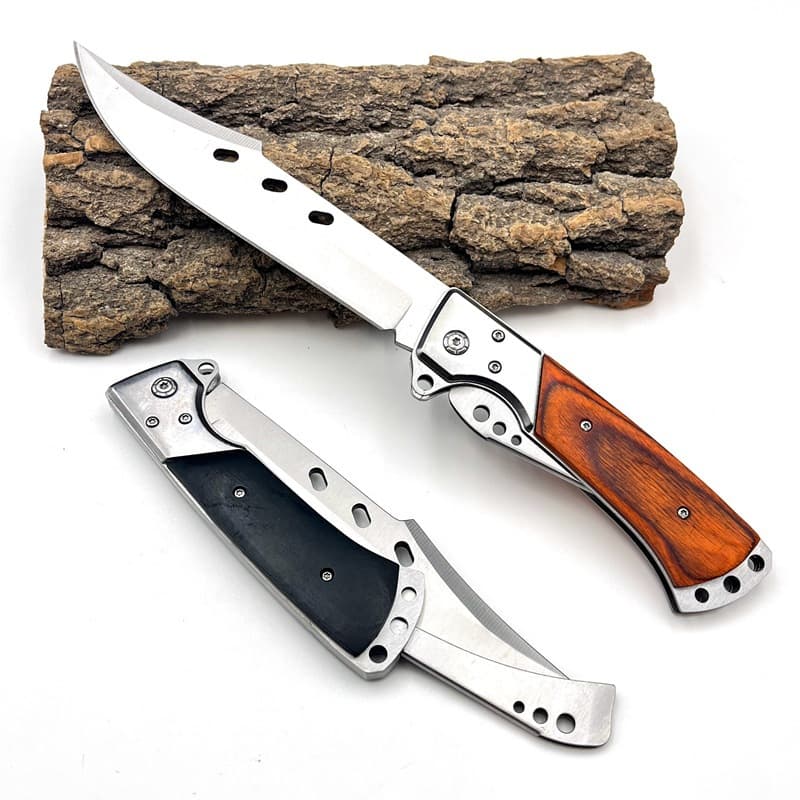 Yangjiang Outdoor Folding Knife Portable Self-defense Knife Car Survival Knife Camping Tactical Color Wood Swallowtail Knife Wholesale