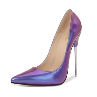 European American New Trendy Patent Leather Pointed Toe High Heels 16cm Wrapped Heel 18cm Stiletto Sexy Large Size Steel Heel Women's Shoes