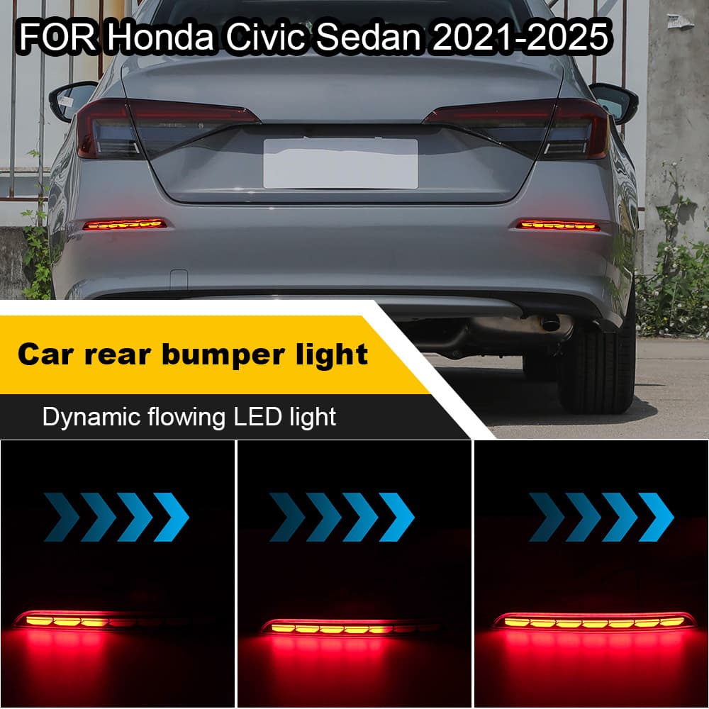 Suitable for Honda Civic sedan 2021-2025 rear bumper light modification brake, steering and driving three functions