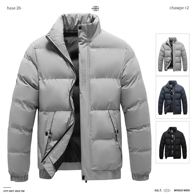 Winter Cotton Coat Men's Warm Puffer Jacket Thick Cotton Padded Winter Outerwear Top Cotton Coat Men's Fashion