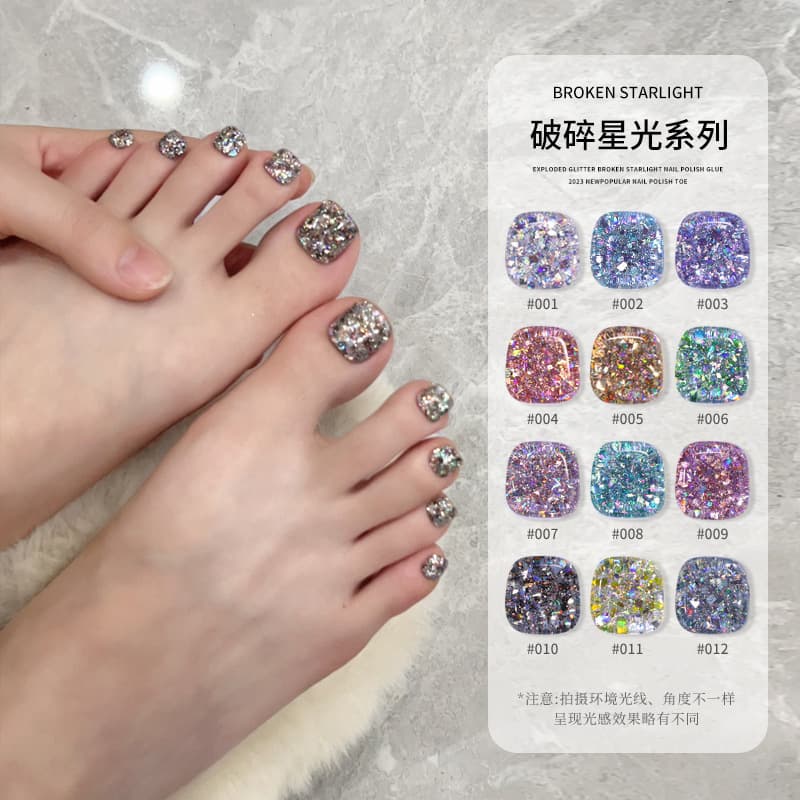 Flash Glitter Broken Star Gel Nail Polish 2026 New Trendy Nail Art Holographic Crushed Diamond Glitter UV Gel