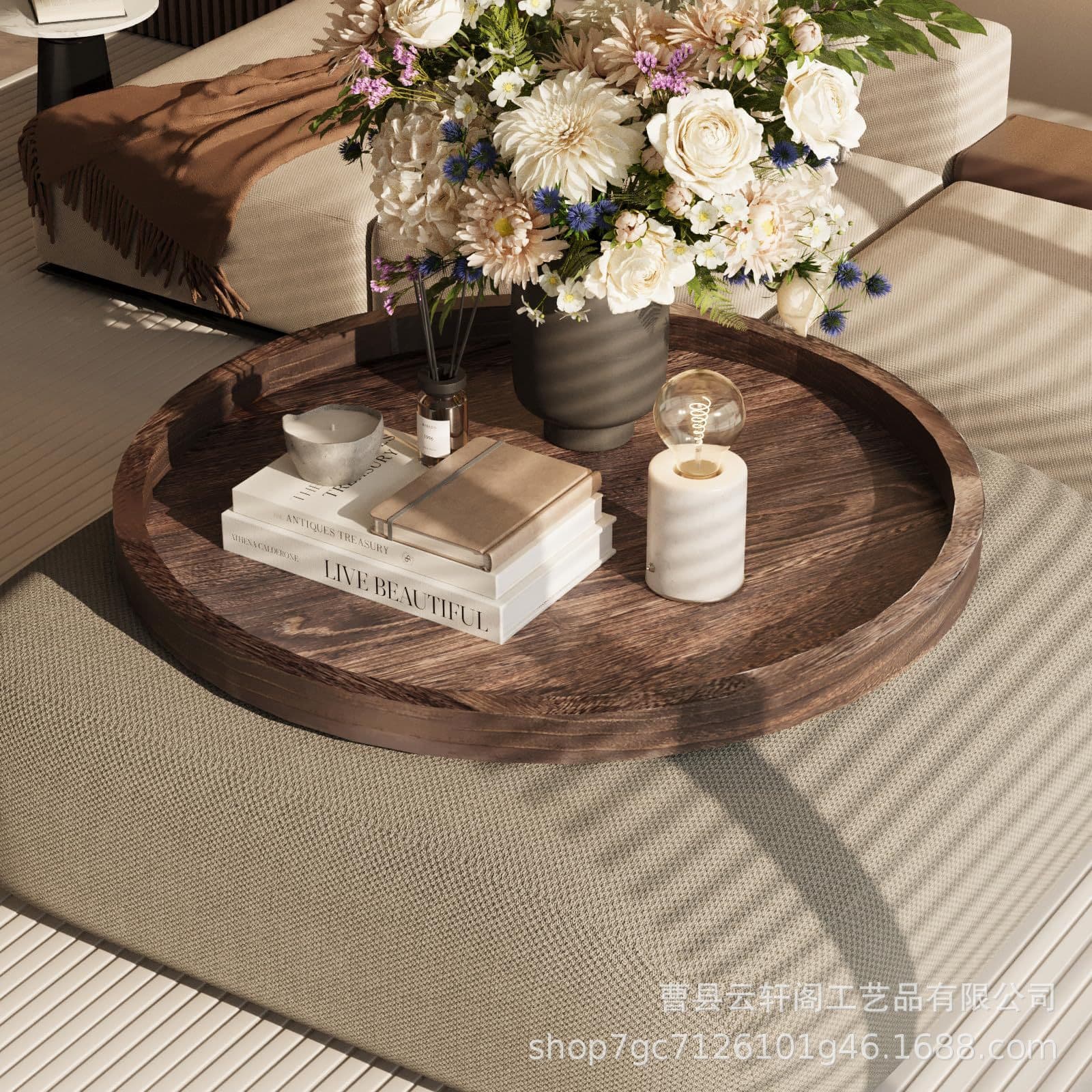 Wooden tray round dried fruit snack fruit dinner tray tea tray pose tray cheese cheese board large serving tray