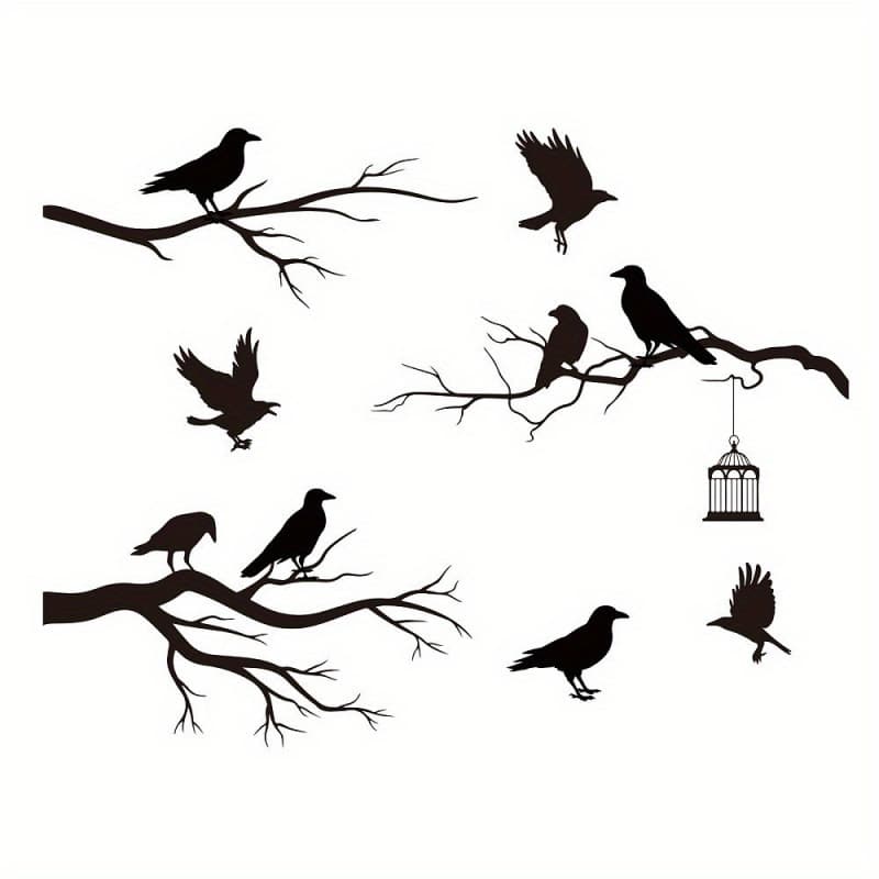 2026 New Cross-Border Dropshipping: A Crow Tree Wall Decor Painting with a Bird Perched on a Treetop.
