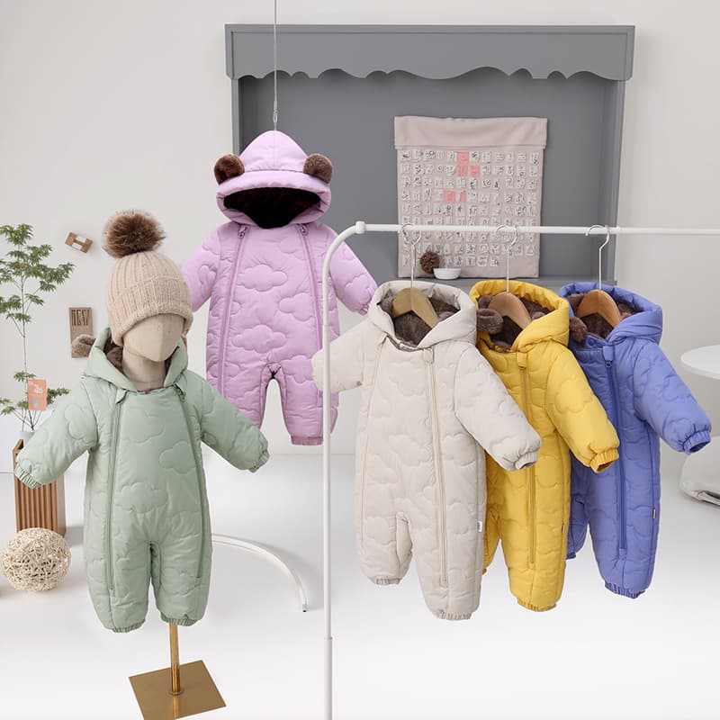 Baby Winter Romper Infant Fleece-Lined Thickened Outdoor Coverall Toddler Walking Crawling Suit Cute Warm