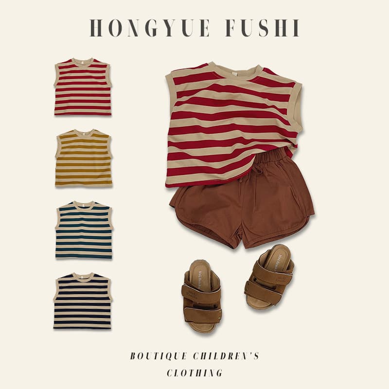 Pure Cotton Striped Vest Loose Sleeveless Children's Summer Top Korean Style Unisex Baby Inner Wear Soft Knitted T-shirt