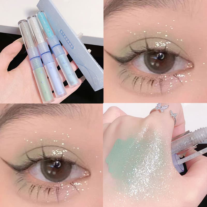 Cappuvini Double-headed Liquid Eyeshadow Sequins Pearl Matte Eye Makeup Brightening Silkworm Liquid Tear Makeup Beauty