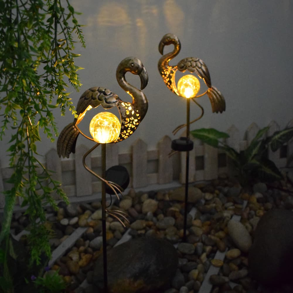 Cross-Border Flamingo Solar Light Garden Decoration Hollow Courtyard Light Outdoor Iron Led Lawn Light