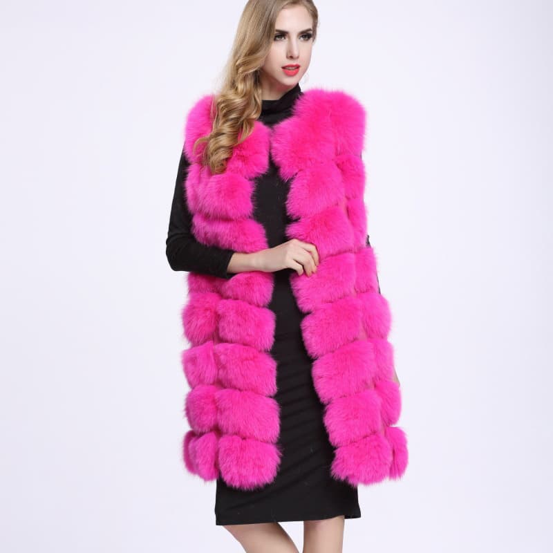 Wholesale Fox Fur Bread Block Vest, Length 90cm, Export Model, Aliexpress Exclusive for Russian Women's Fur