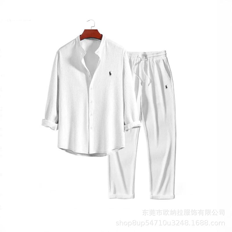 2026 European and American AliExpress Foreign Trade Independent Station Men's Casual Loose Multi-Color Beachwear Cotton Linen Short Sleeve Set Two-Piece