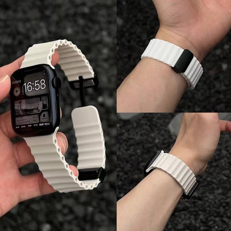 Magnetic Silicone Watch Band for Apple Watch 10, Apple 11, iWatch 9/8/7/Ultra
