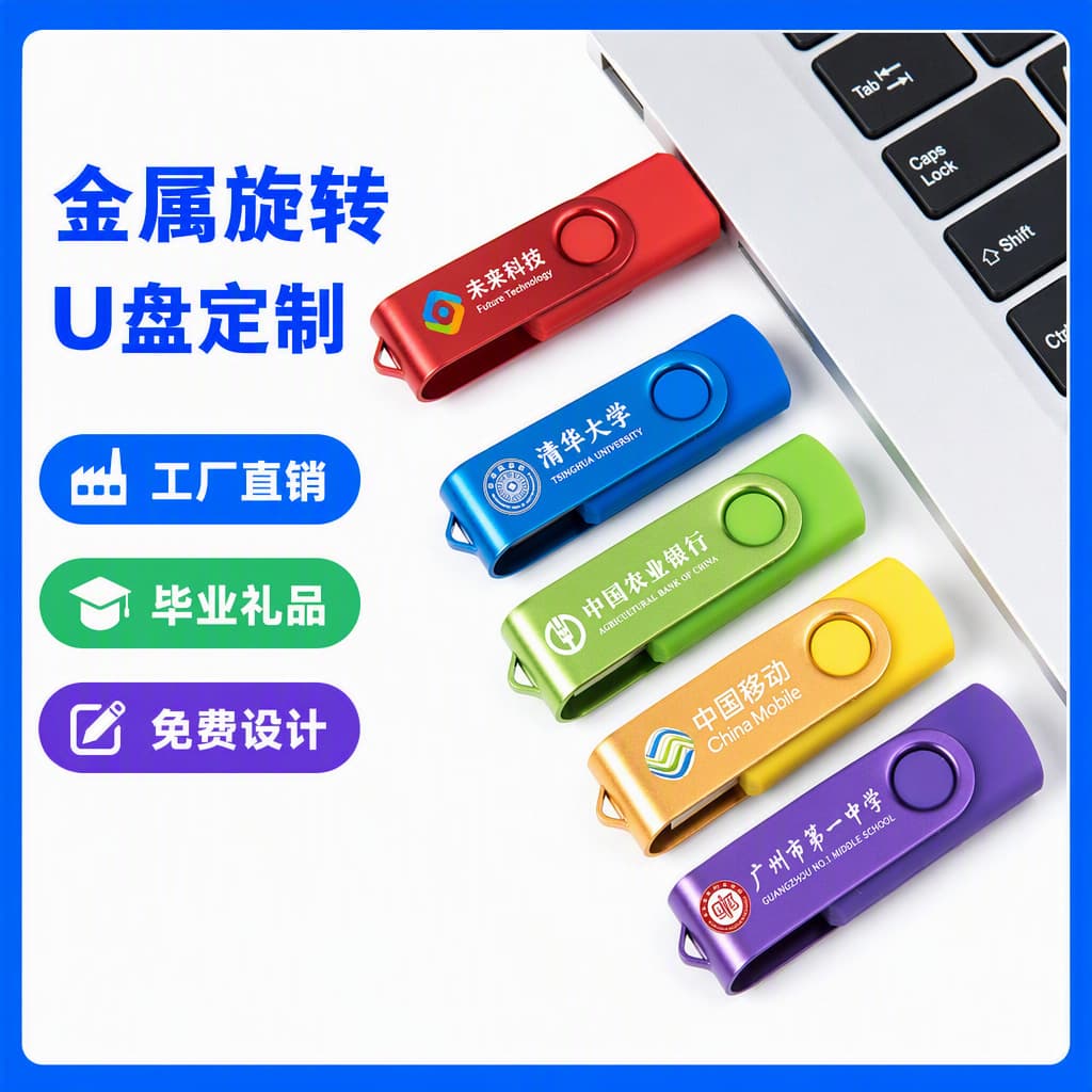 Rotating USB flash drive custom logo metal 32g clip creative 16g exhibition bidding gift 8g wholesale mobile phone 4 USB flash drive