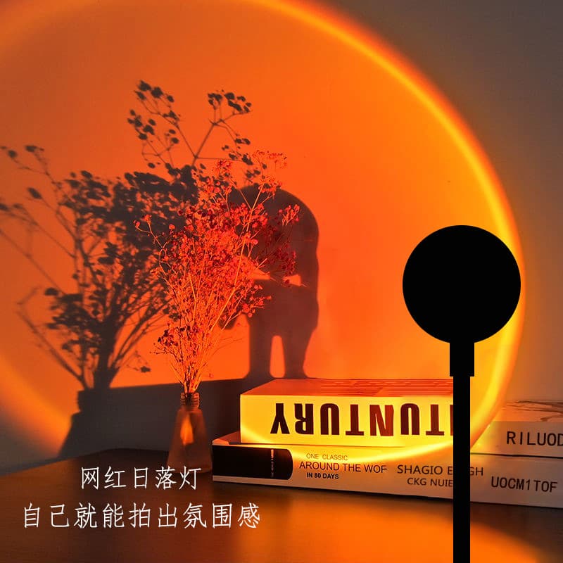 Sunset Lamp USB Atmosphere Lamp Desktop Live Sunset Lamp Bedroom Bedside Supplementary Light Projection Lamp Sunset Lamp Nightlight