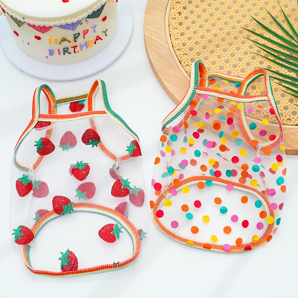 Pet sun protection vest, thin clothes and supplies for dogs and cats, Teddy, Bichon, French Bulldog, Corgi, colorful round