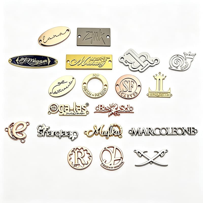 Custom Irregular Hand-Stitched Metal Logo Tag, Bag Insert English Letter Badge, Swimsuit Scarf Nameplate