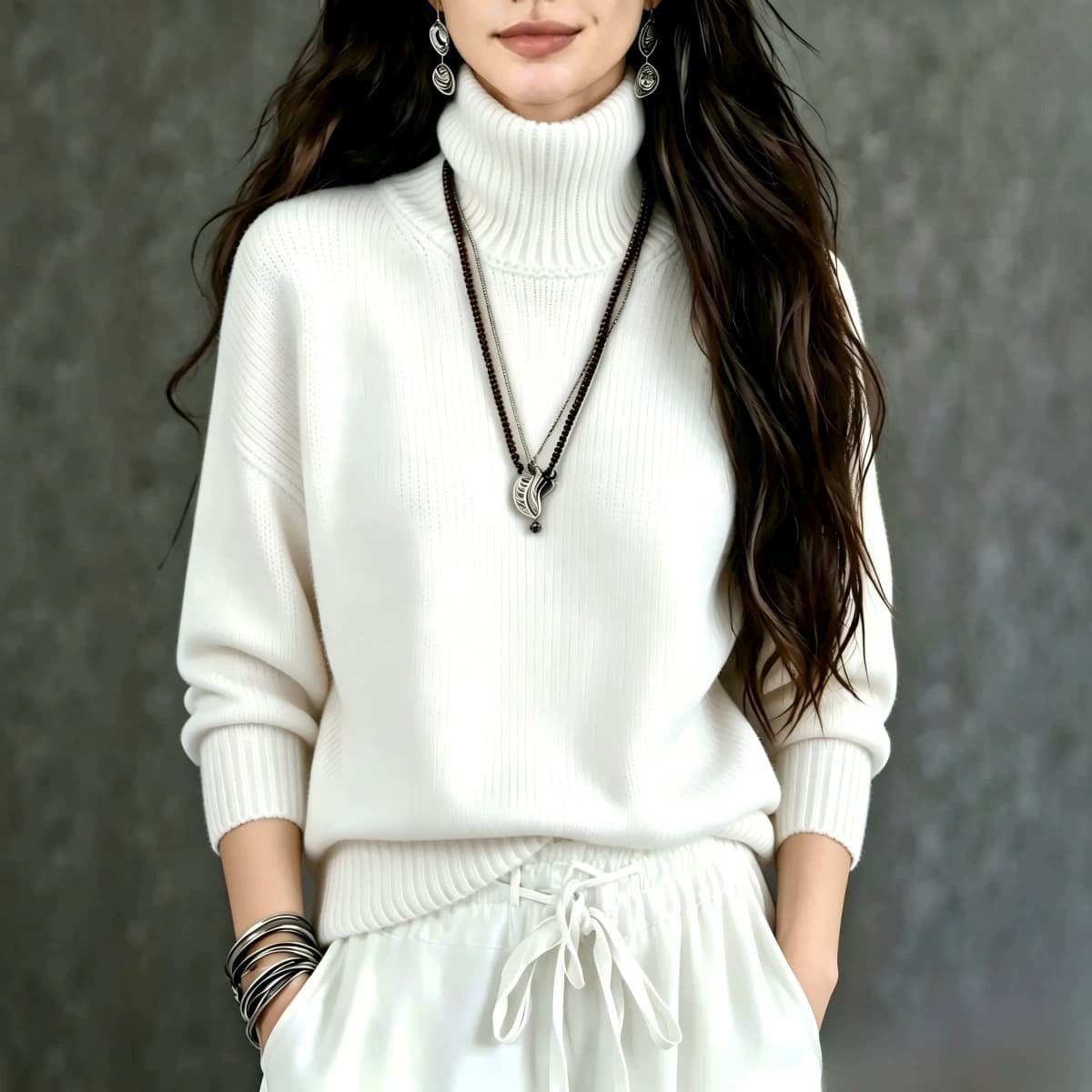 2026 new autumn and winter European and American cross-border turtleneck sweater, loose and versatile knitted pullover, lazy style bottoming shirt for women