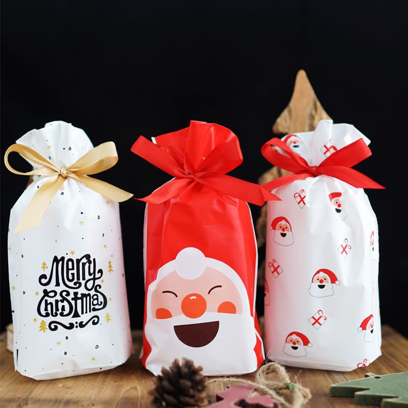 Cross-border new Christmas candy packaging bag ribbon drawstring bag safe fruit bag return gift bag gift bundle pocket