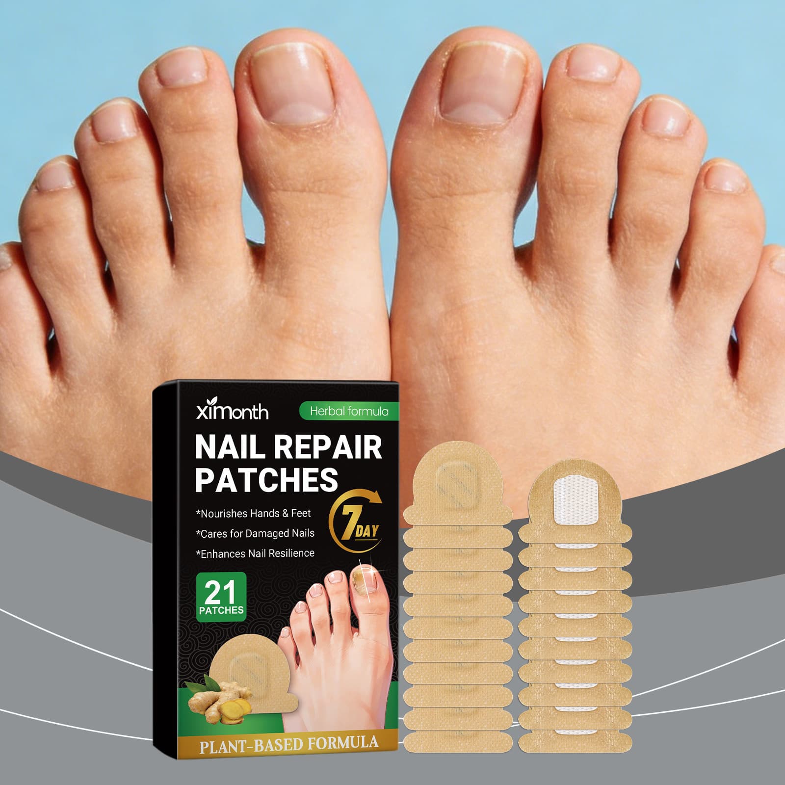 XIMONTH Ginger Nail Care Patch Gentle Care Comfortable Fit for Toenail Surface Convenient Care Patch